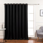 Best Home Fashion Wide Width Blackout Curtains - Premium Thermal Insulated Window Treatment Blackout - Antique Bronze Grommet Top – Black - 100" W x 96" L - (1 Panel)