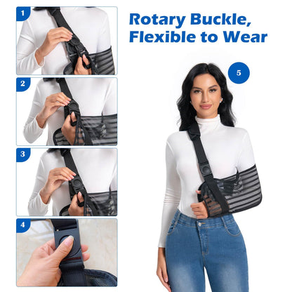 Black Arm Sling for Broken Arm Torn Rotator Cuff Shoulder Elbow Wrist Injury Mesh Adults Support Brace for Men and Women (Black)