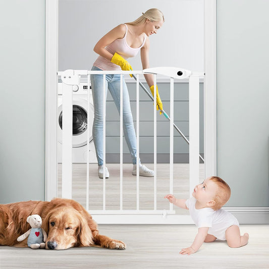Baby Gate for Stairs, 29.9" High Safety Pet Gates for Dogs, Fits Between 25.5" and 28.3", Easy Walk Safety Gates for Baby, Easy Install Pressure/Hardware Mounted Dog Gates for House Indoor