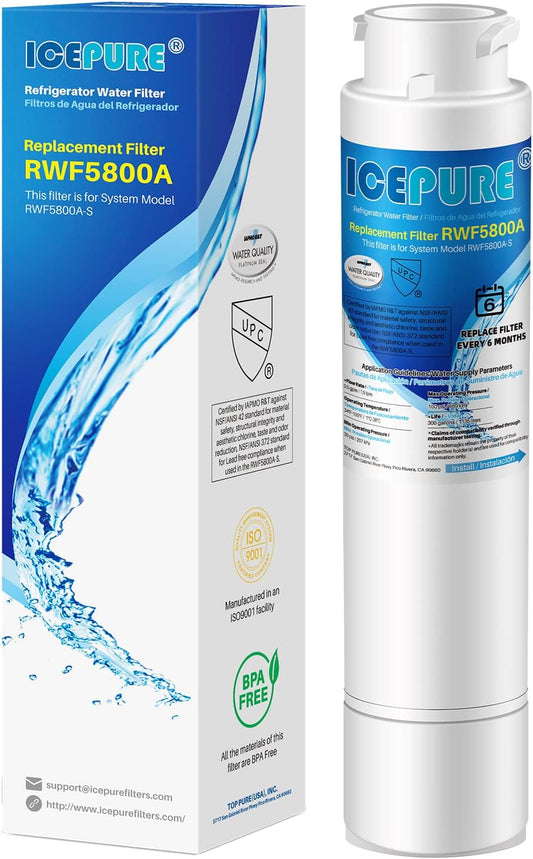 ICEPURE RWF5800A Refrigerator Water Filter Compatible with Frigidaire EPTWFU01, EWF02, Pure Source Ultra II, 1PACK