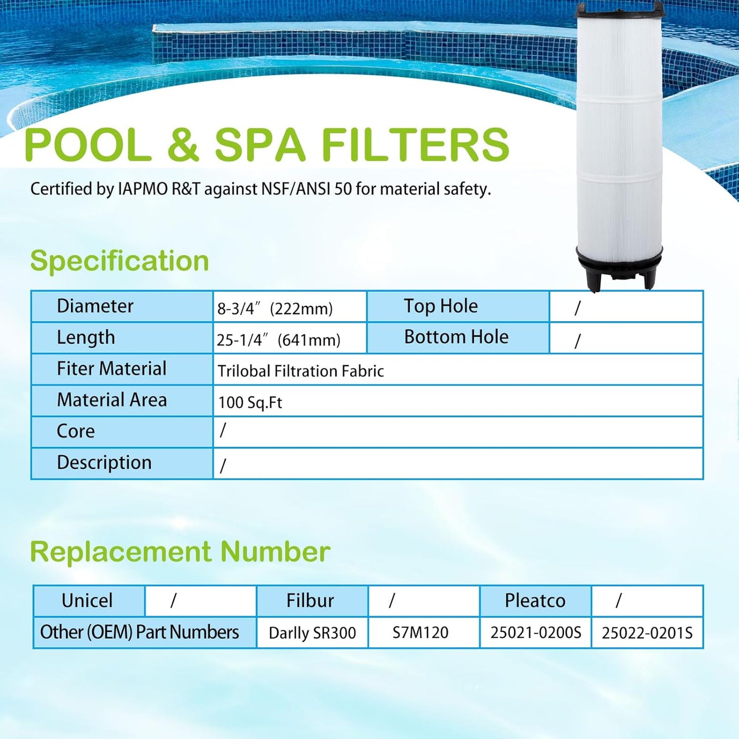 Savener S7M120 System 3 Inner and Outer Pool Filter, Compatible with 25021-0200S & 25022-0201S, Replacement for Sta-Rite System 3 S7M120, SR300 Pool Filter Cartridge, 300 Sq. Ft
