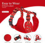 Beirui Christmas Dog Collars Harnesses & Leashes Set - Cute Dog Collar and Leash Set with Flower - Soft Mesh Dog Vest
