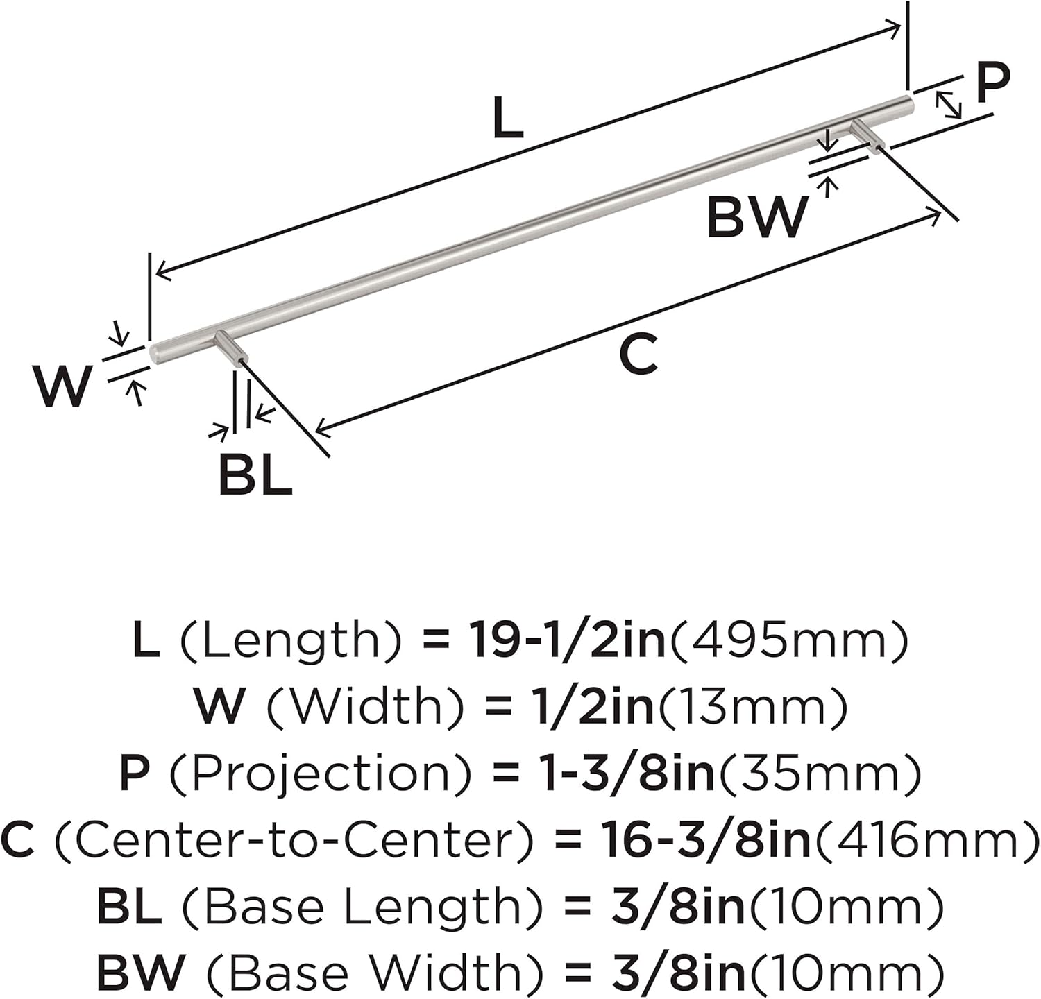 6 Amerock Bar Pulls 16-3/8 inch (416mm) Center-to-Center Satin Nickel Cabinet Pull BP19015G10 - *Tools Hardware & Misc