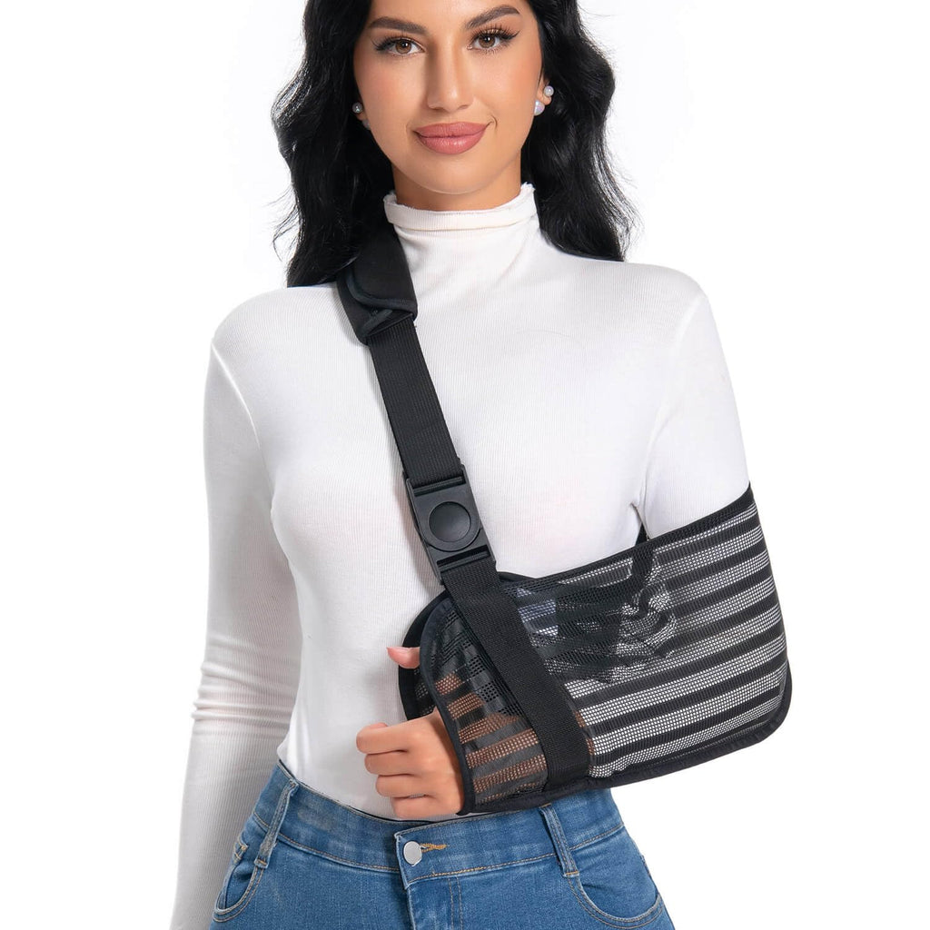 Black Arm Sling for Broken Arm Torn Rotator Cuff Shoulder Elbow Wrist Injury Mesh Adults Support Brace for Men