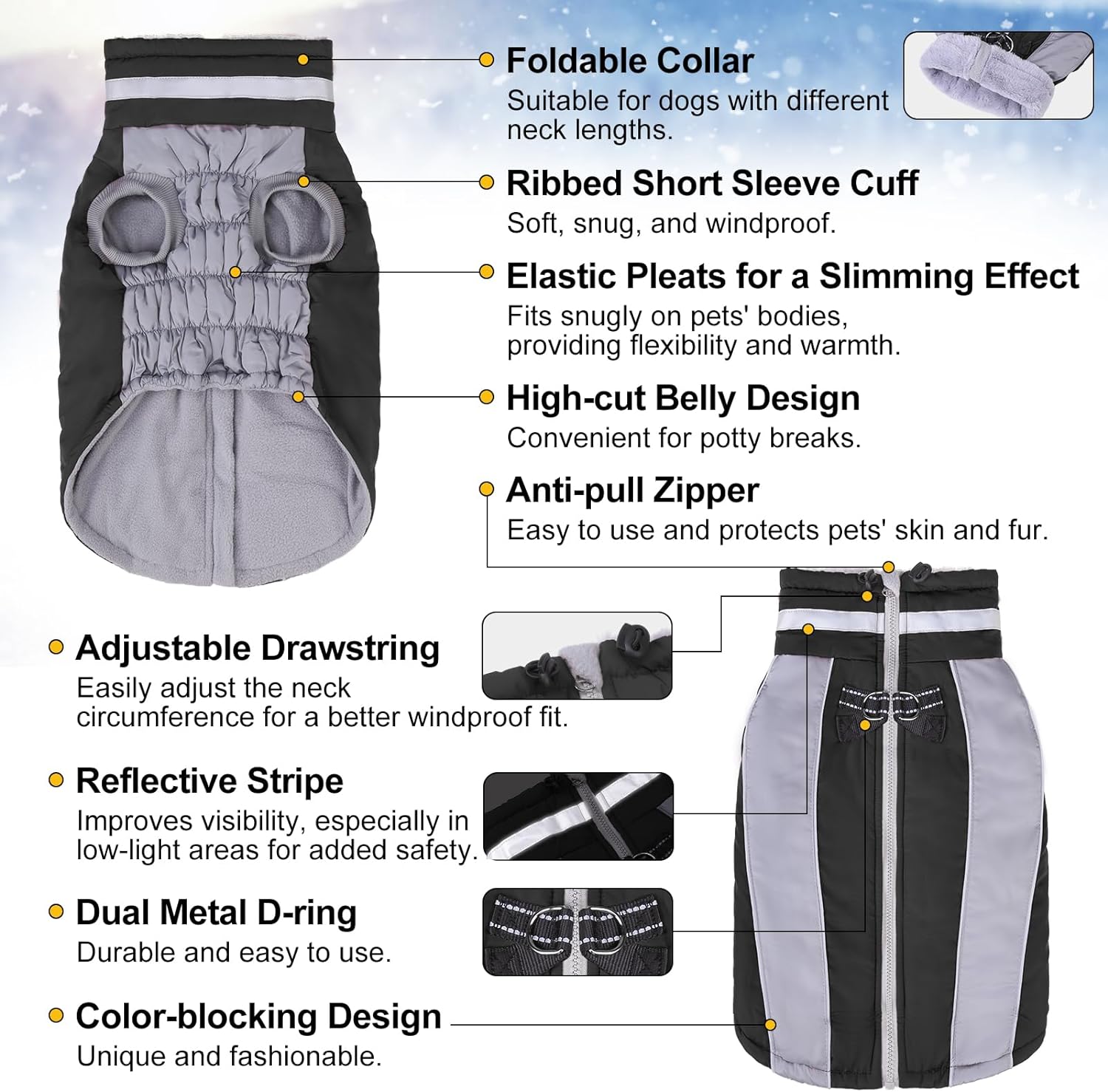 BEAUTYZOO Warm Dog Winter Coat with Harness Waterproof Dog Jackets for Small Medium Large Dogs,Windproof Reflective Dog