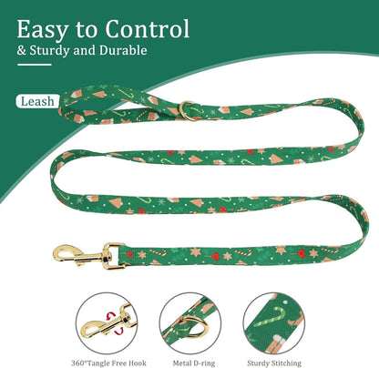 Beirui Christmas Dog Collars, Harnesses & Leashes Set - Cute Dog Collar and Leash Set with Flower - Soft Mesh Dog Vest Harness