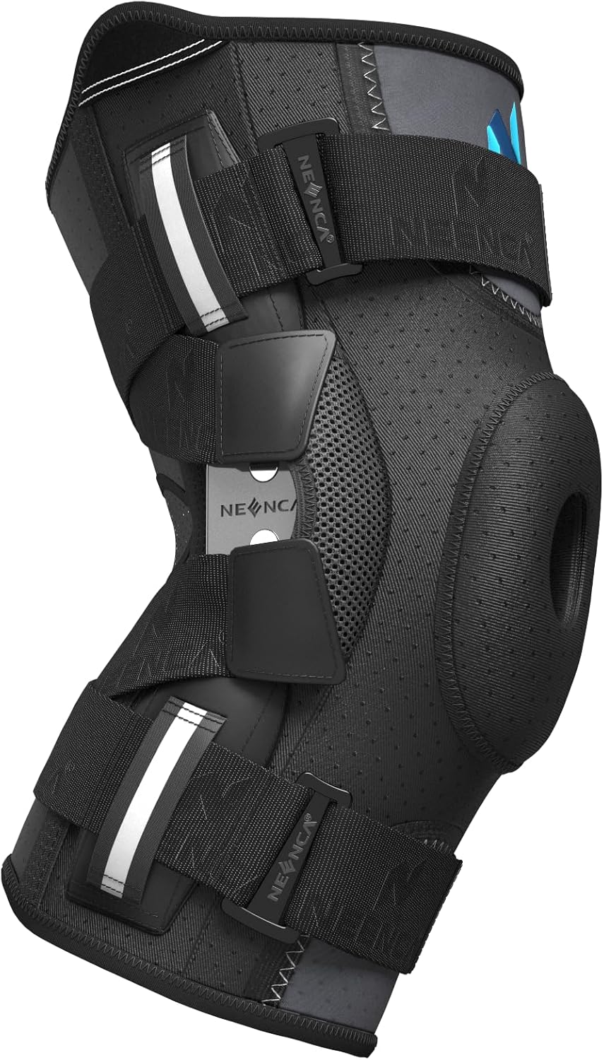 NEENCA Professional Knee Brace for Knee Pain Hinged Knee Support with Patented X-Straps Fiting System Strong Stability