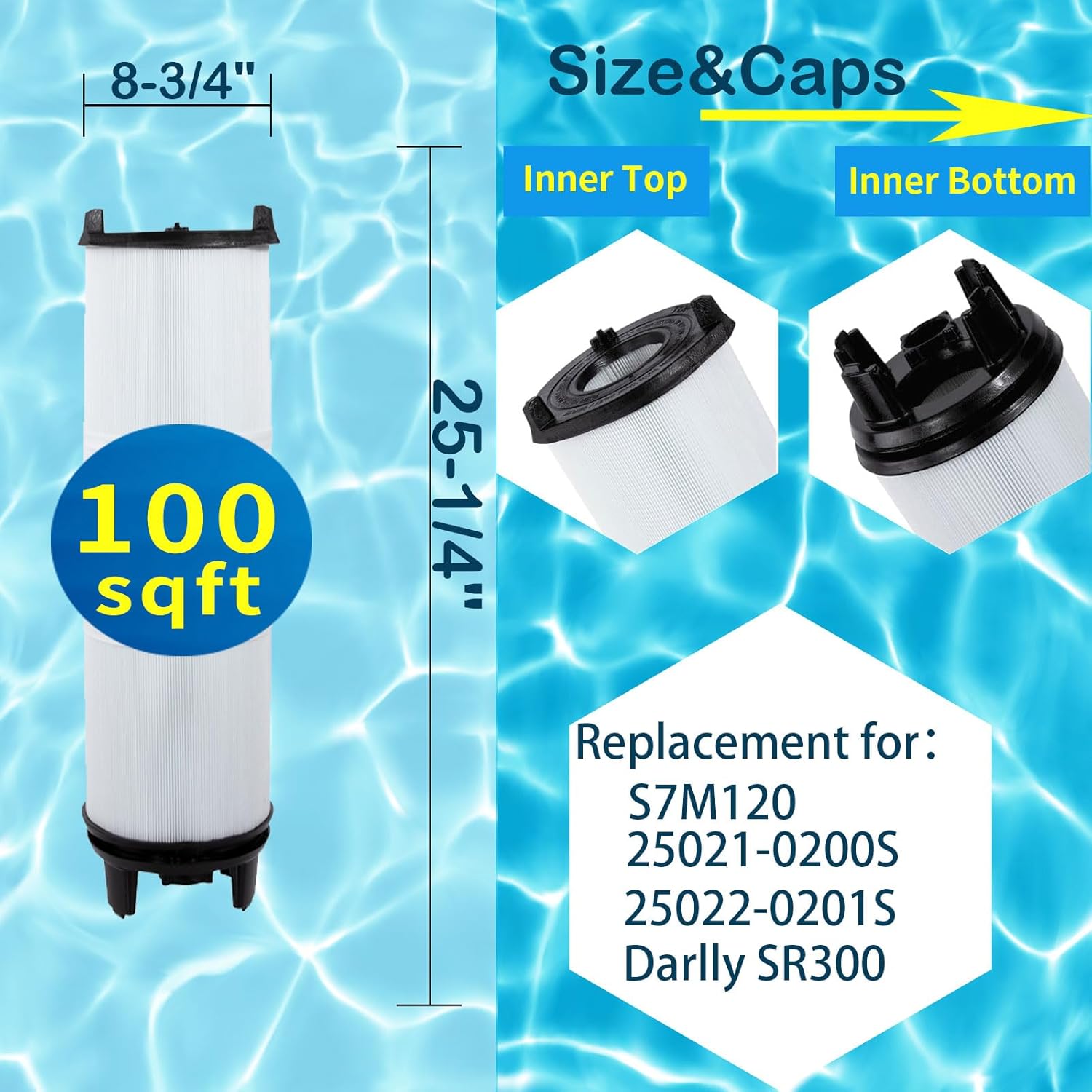 S7M120 System 3 Inner Pool Filter Compatible with 25021-0200S & 25022-0201S Replacement for Sta-Rite System 3 SR300