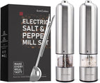 Electric Salt and Pepper Grinder Set Shakers Mill Automatic Grinders Battery Operated with Spoon for Kitchen Gift