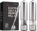Electric Salt and Pepper Grinder Set Shakers Mill Automatic Grinders Battery Operated with Spoon for Kitchen Gift