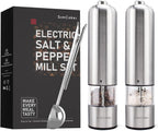 Electric Salt and Pepper Grinder Set Shakers Mill Automatic Grinders Battery Operated with Spoon for Kitchen Gift