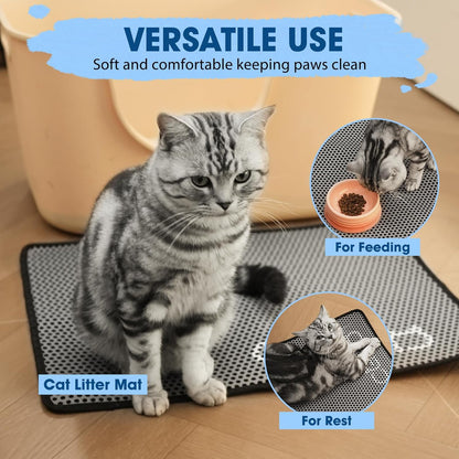 CGBD Cat Litter Mat - Double Layer Honeycomb Design Litter Trapping Mat, Urine-Proof & Non-Slip, Easy Clean Waterproof Litter Box Mat, Kitten Supplies and Essentials, 24x18 inch, Gray