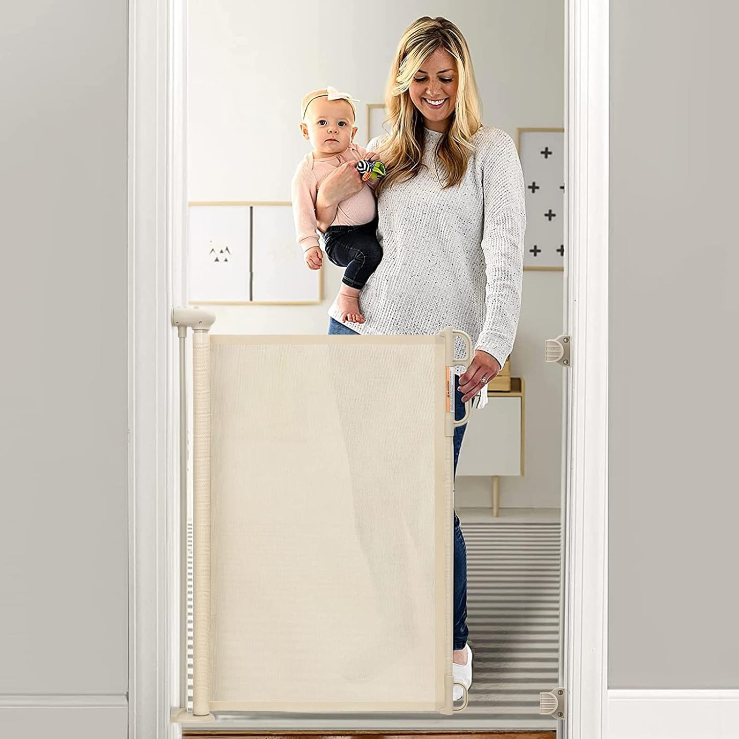 Momcozy Retractable Baby Gate, 33" Tall, Extends up to 55" Wide, Child Safety Baby Gates