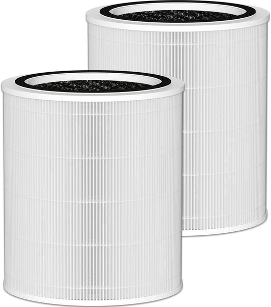 Carmerny Core 400S H13 True HEPA Replacement Filter Compatible with LEVOIT Core 400S Smart WiFi Air Cleaner Purifier, Core 400S-RF-PA (LRF-C401-YUS), 3-in-1 Activated Carbon Pre-Filter 2 Pack, White