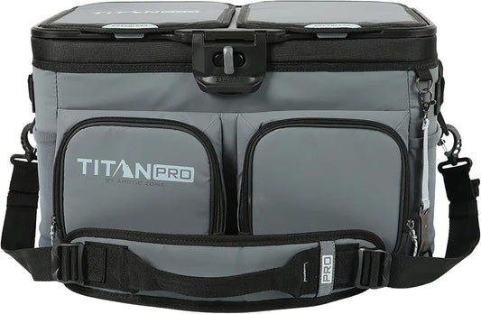 Titan PRO by Arctic Zone 48 Can Zipperless Cooler with Magnetic Lid Insulated Soft Cooler with Custom Storage Liners