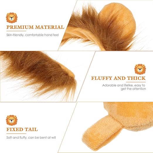 Beaupretty Lion Costume Set Plush Lion Ears Headband Paw Gloves Tail Cosplay Accessories