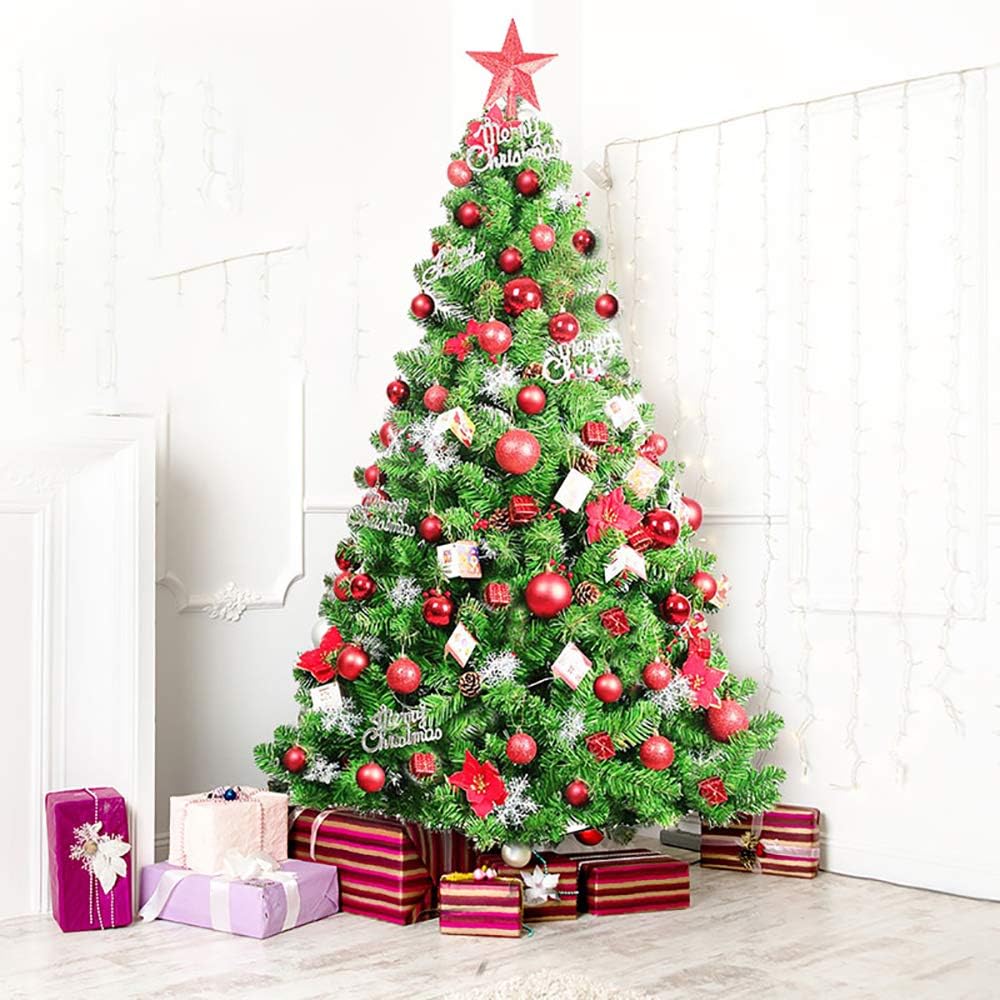 Premium 10FT Artificial Spruce Hinged Christmas Tree，Xmas Tree with 2150 Branches Tips and Foldable Stand for Holiday