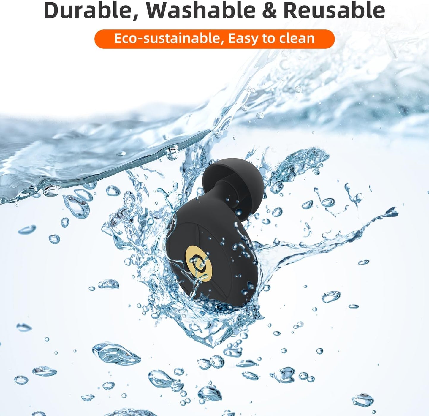 Kinglucky Ear Plugs SNR 28-33 dB Noise Cancelling, Soft Flexible Liquid Silicone, Reusable Hearing Protection for Sleep, Noise Sensitivity, Noise Reduction EarPlugs with 6 Ear Tips in S/M/L M-Black