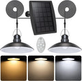 AGPTEK Solar Pendant Lights Outdoor Indoor Dual Head Solar Shed Lights IP65 Waterproof Solar Lamp Indoor Solar Lights