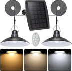 AGPTEK Solar Pendant Lights Outdoor Indoor Dual Head Solar Shed Lights IP65 Waterproof Solar Lamp Indoor Solar Lights