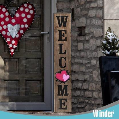 Winder Welcome Sign for Front Door Porch Farmhouse Outdoor Indoor Rustic Interchangeable Vertical Wall Decor Wooden Hanging Accessories Home Decorations(Natural)