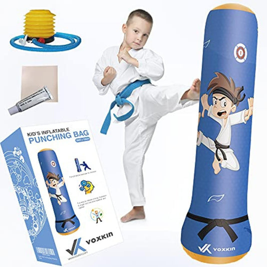 Kids Inflatable Punching Bag - Heavy Duty Boxing Bag with Pump, Rapid Bounce-Back Bop It for Karate, Taekwondo, MMA & Anger - Self Defense Standing Punching Bags Set for Kids Suitable for 3+ Years