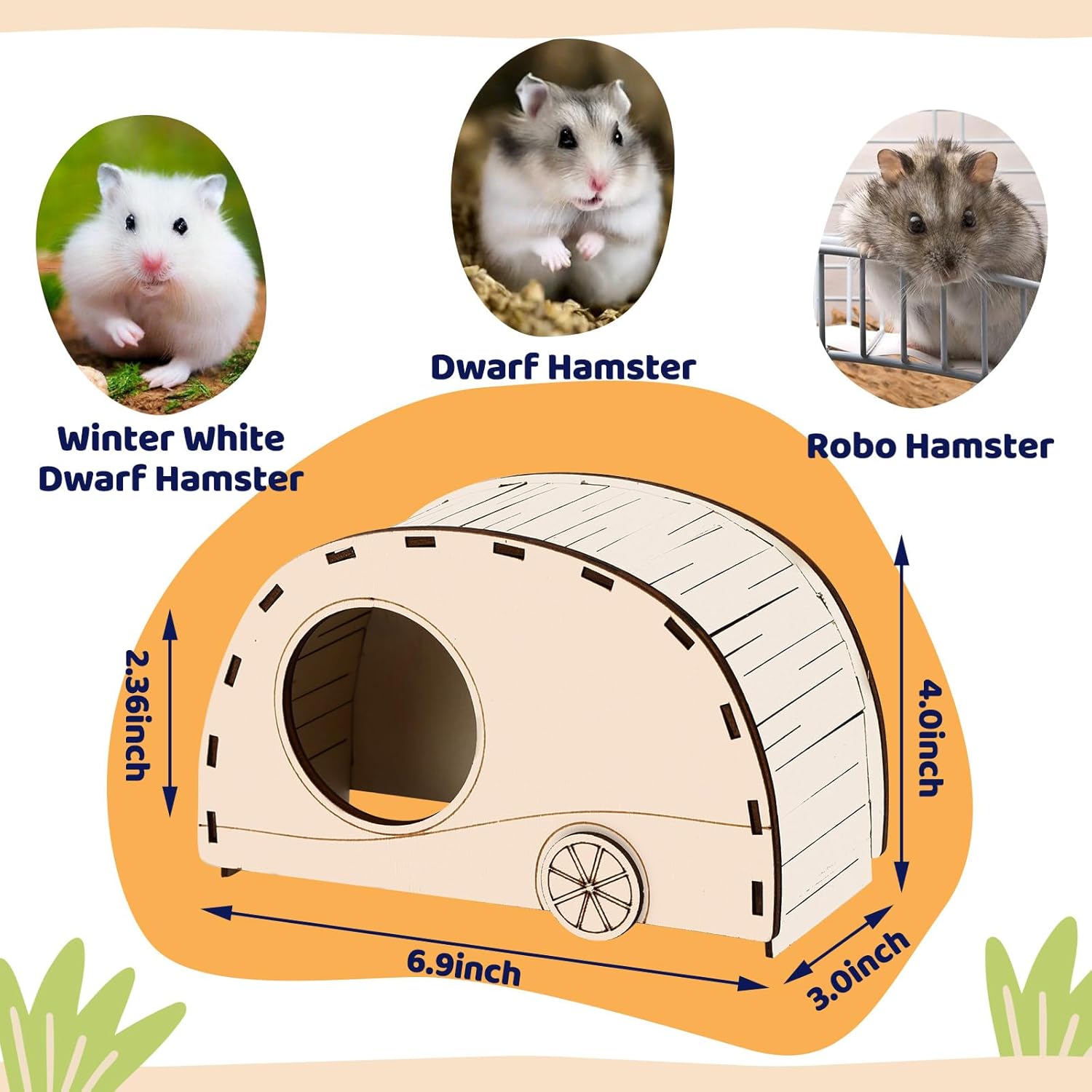 2 x CypherX Wooden Hamster Hideout Hamster Toys Small Animals Cage Accessories for Hammie and Other Small Pets - *Pets