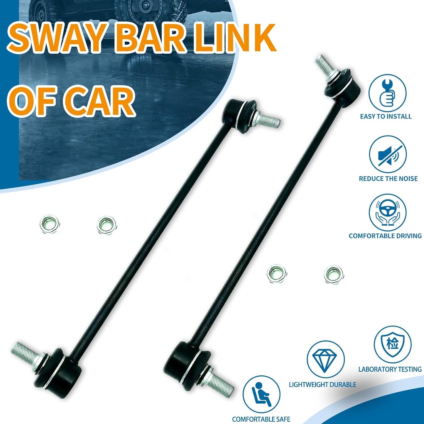 Suspension Front Sway Stabilizer Bar End Link Barra Estabilizadora Kit 2 Pcs Left & Right｜Replacement For Santa Fe Veracr Sorento ｜Replace OE#: K750204 K750205 Black