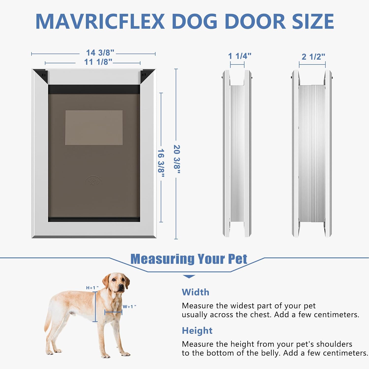 Heavy Duty Dog Door,Energy Efficient Rugged Aluminum Frame,Doggy Door with Double Sliding Lock Panel Easy Installation