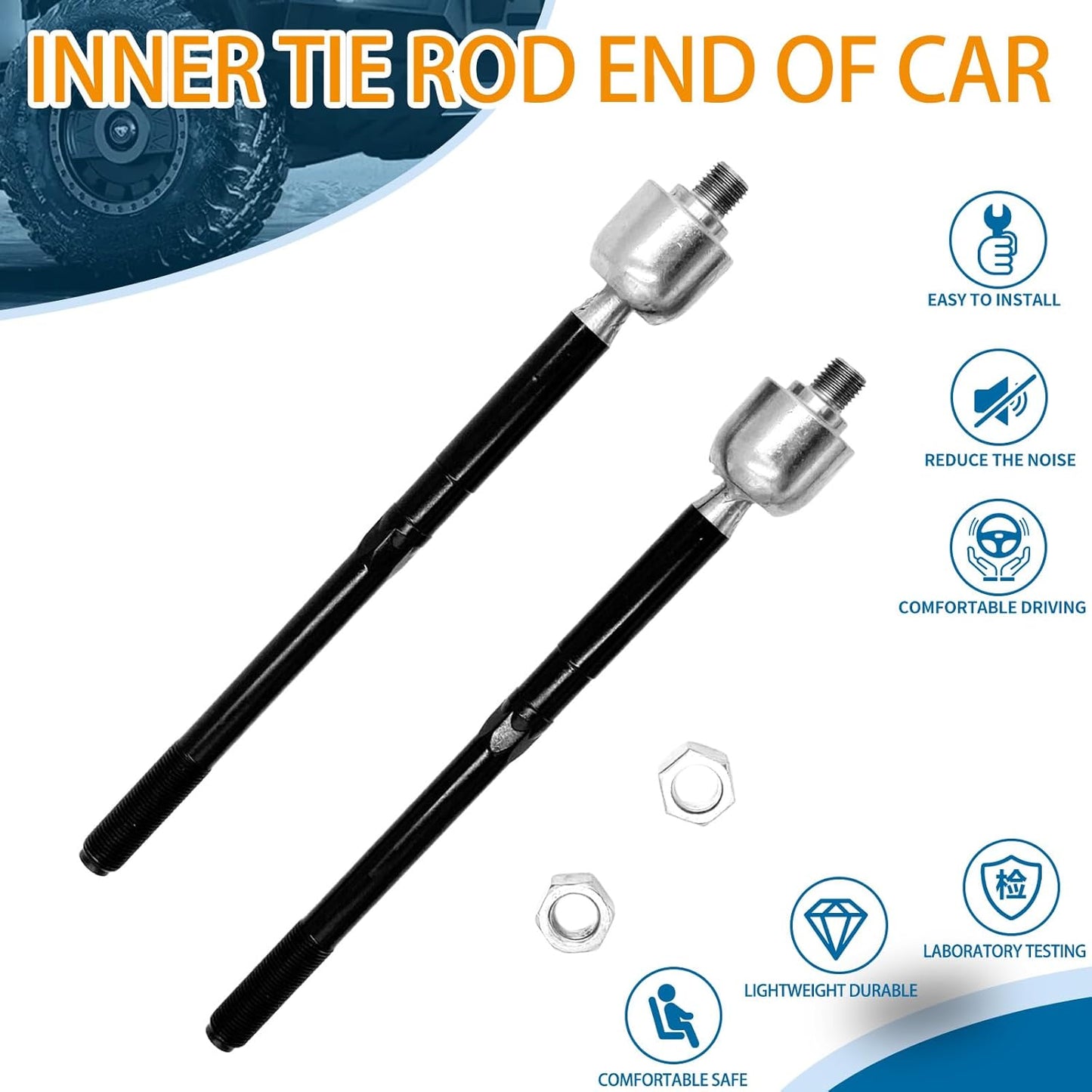 XCPMC Front Inner Tie Rod End 2 Pcs Left & Right｜Replacement For C-Max Escape Focus｜Replace OE#: EV800898,EV801568 Black