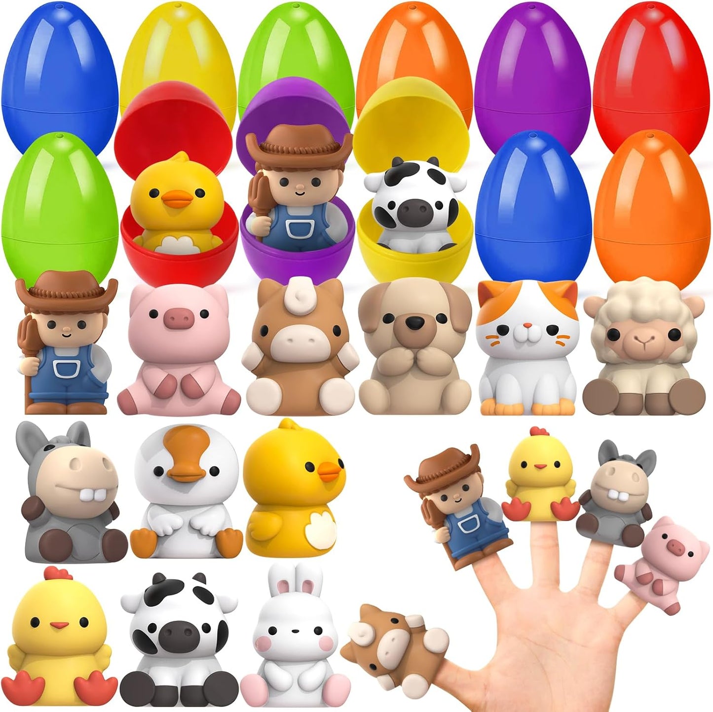 12 PCS Easter Eggs with Finger Puppets
