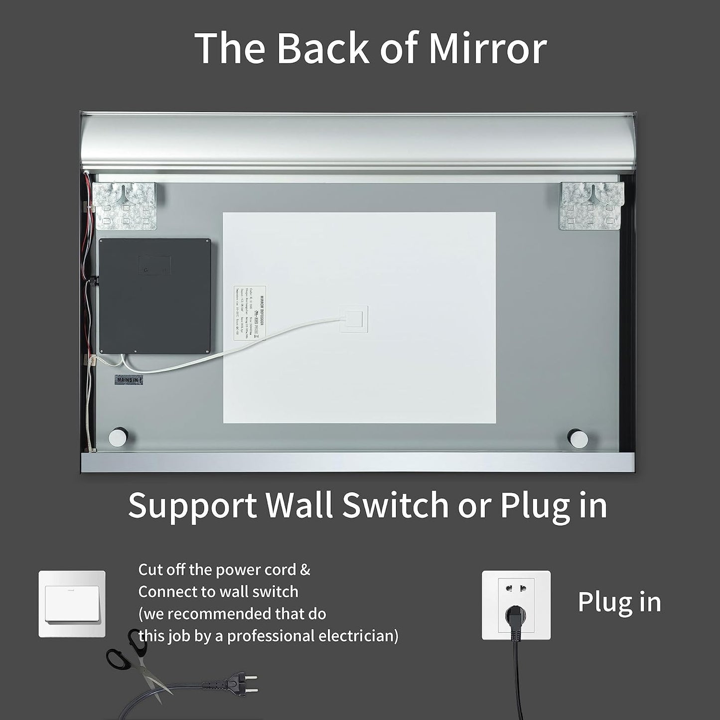 CASTA DIVA 48''x32'' Framed Bathroom Mirror with Lights Anti-Fog Smart IR Sensor Control Front Lighted & Backlit 3 Colors Dimmable Memory Wall Mounted Mirror, Shatter-Proof