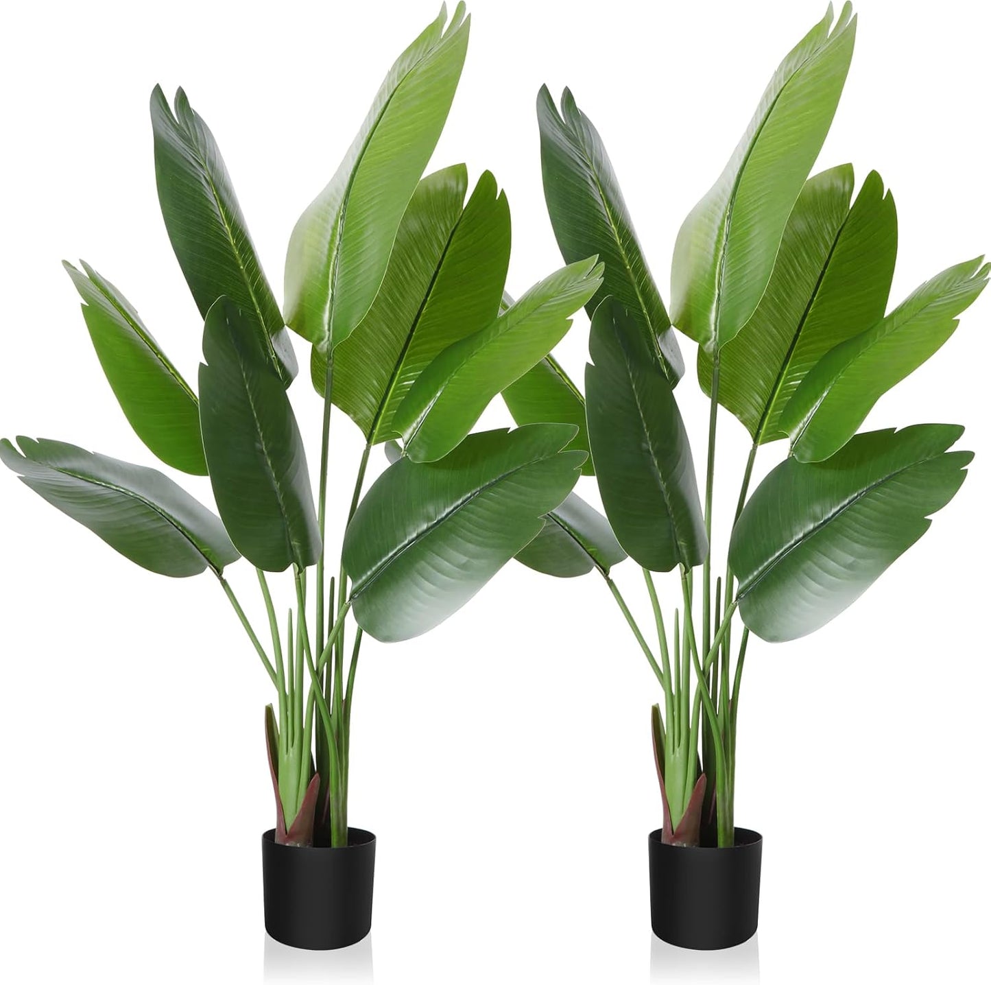 CROSOFMI Artificial Bird of Paradise Plant 6 Feet Fake Tropical Palm Tree with 13 Leaves,Perfect Faux Plants in Pot for Indoor Outdoor House Home Office Modern Decoration Housewarming Gift,2Pack