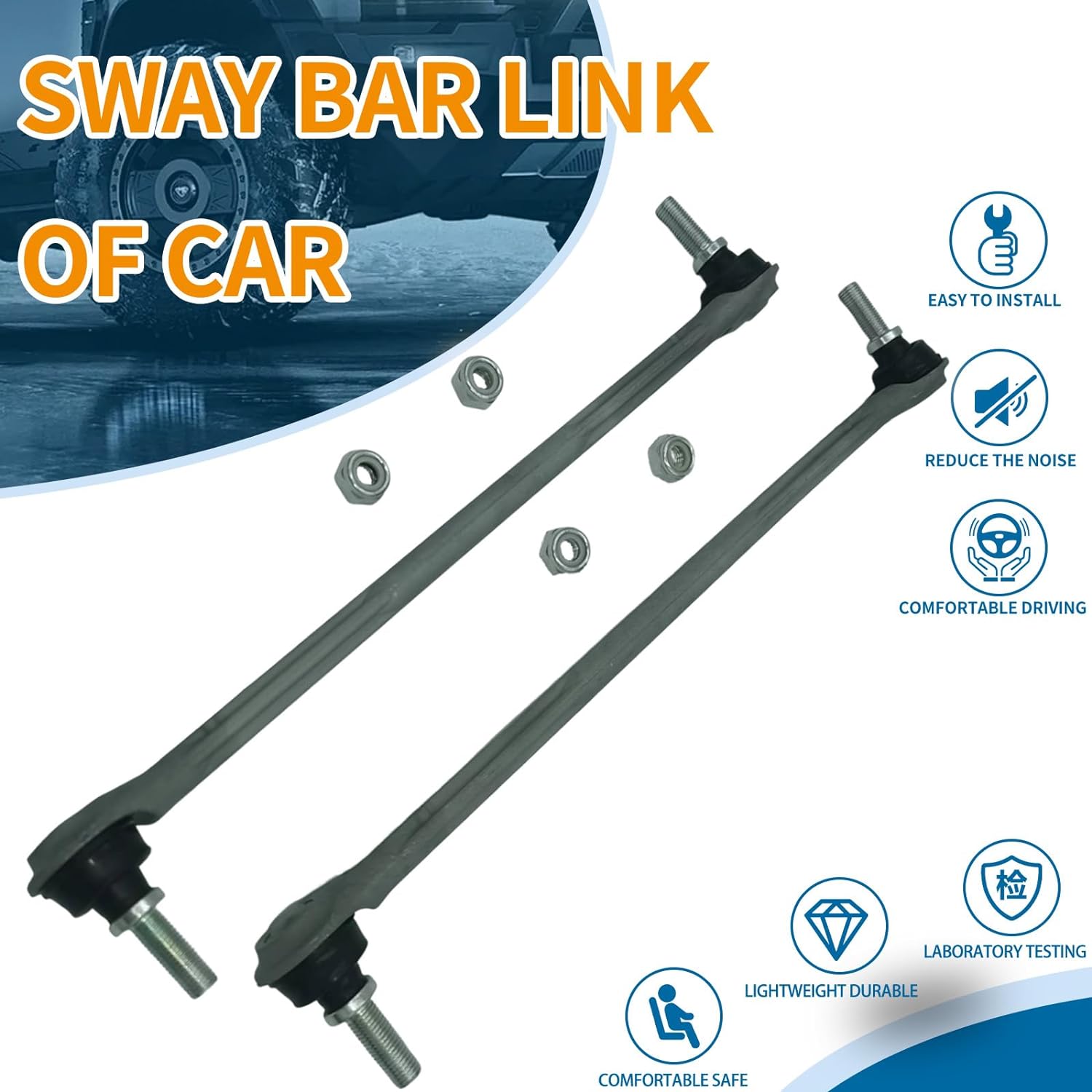 Front Sway Stabilizer Bar End Link 2 Pcs Left & Right｜Replacement For Civic Cr-v｜Replace OE#: K750865 Aluminium