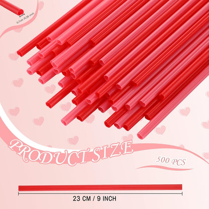 Tioncy 500 Pcs Heart Shaped Red and Pink Plastic Straws 9 Inch Disposable Cute Cocktail Coffee Milk Drinking Straws for Valentine Mother's Day Birthday Summer Party Bridal Shower Wedding Supplies