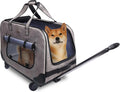 GJEASE Large Pet Rolling Carrier with Wheels for Up to 35 LBS(Upgrade Material-Sponge Filling),with Durable Handle