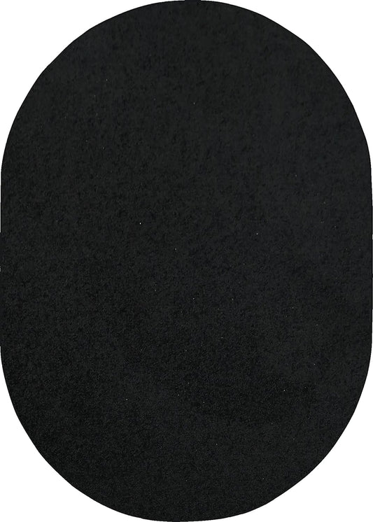 Ambiant Saturn Collection Solid Color Area Rugs Black - 5 X 7 Oval