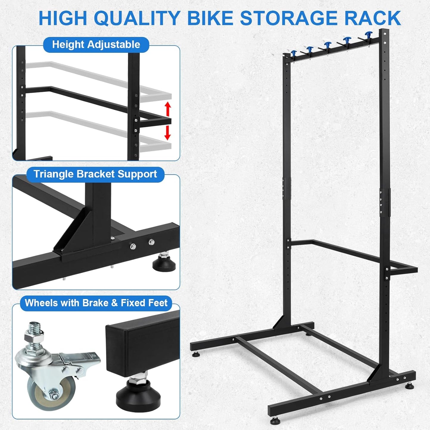 Missing Hardware Freestanding Bike Storage Rack, Heavy-Duty Steel Standing Bike Rack, Max 5 Bikes Indoor Bike Storage, Vertical Bike Rack for Home & Garage