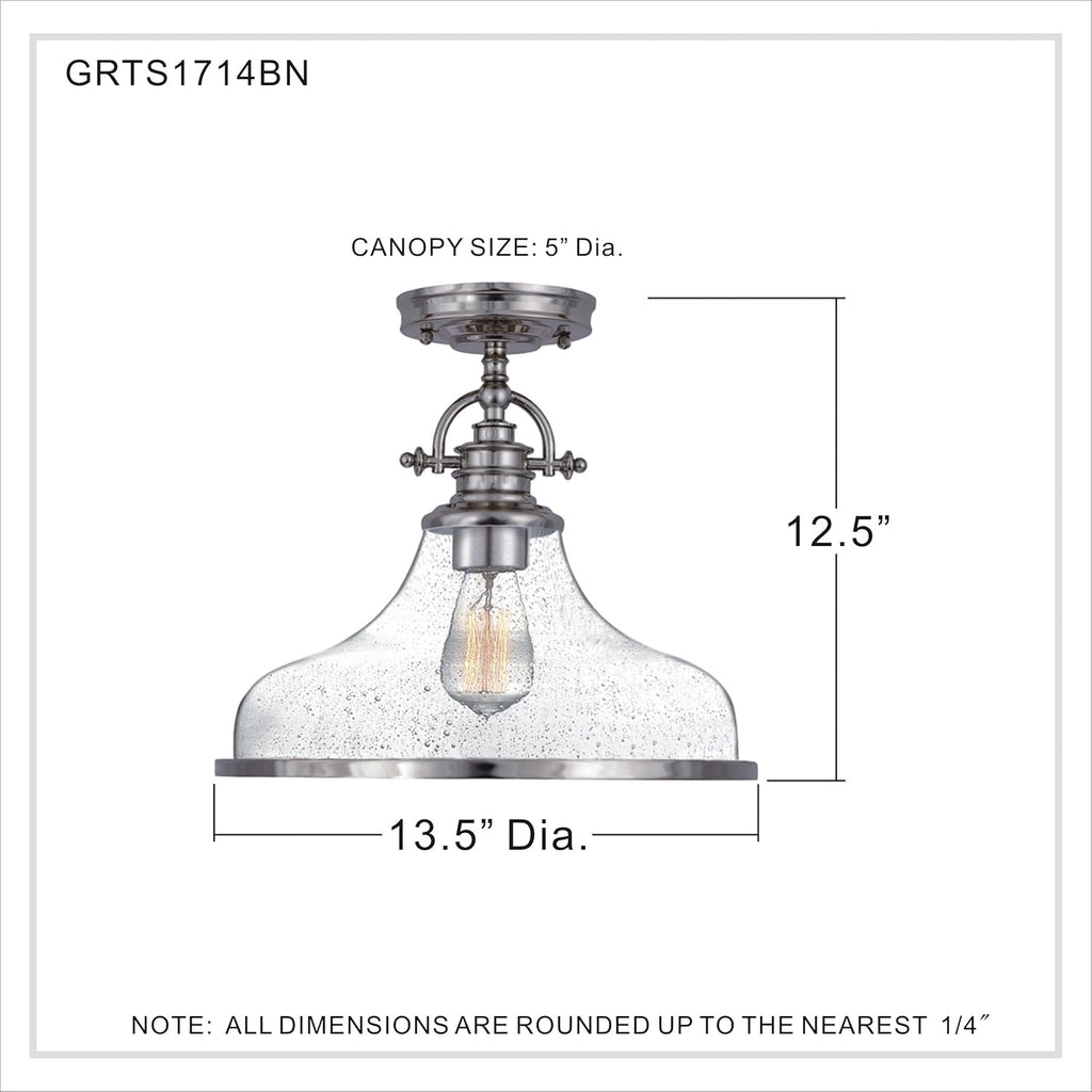 Quoizel Grant 13 1/2’’ High Brushed Nickel Ceiling Light - *Lighting & Electrical