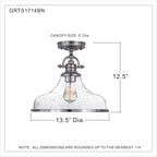 Quoizel Grant 13 1/2’’ High Brushed Nickel Ceiling Light - *Lighting & Electrical