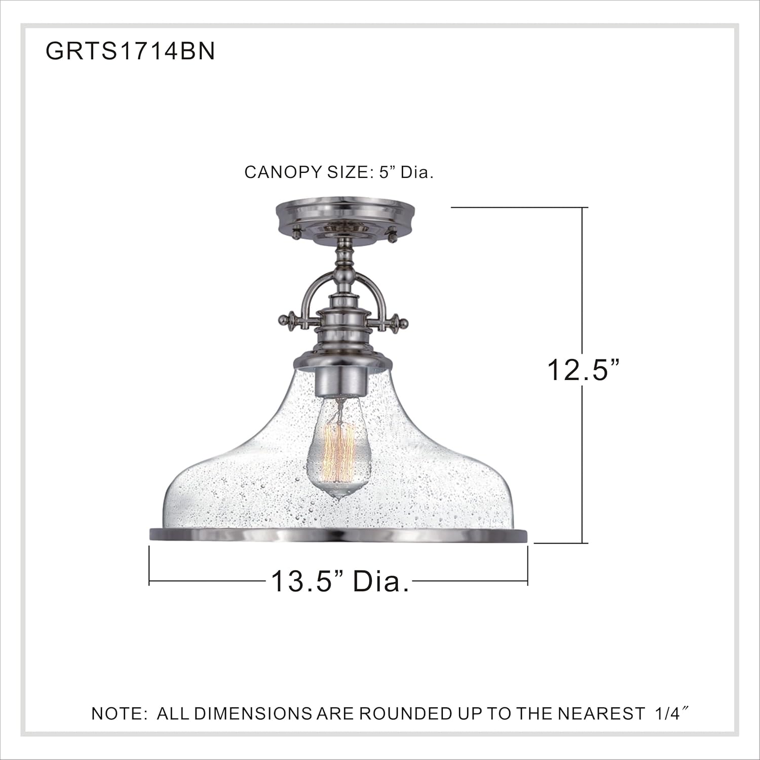 Quoizel Grant 13 1/2’’ High Brushed Nickel Ceiling Light - *Lighting & Electrical