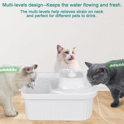 Dog Water Fountain 2.1GAL/270oz/8L Pet Cat Water Fountain, Dog Water Fountain Bowl for Extra Large,Medium,Small Dogs and Cats,Multiple Pets Family,with 4 Filters,Smart LED Pump,Cleaning Tool