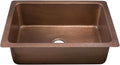 Thompson Traders - Villa Kitchen Undermount/Drop-In Single Bowl Copper Sink, 30 x 20 in, Hammered Antique Copper