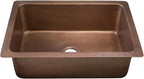 Thompson Traders - Villa Kitchen Undermount/Drop-In Single Bowl Copper Sink, 30 x 20 in, Hammered Antique Copper