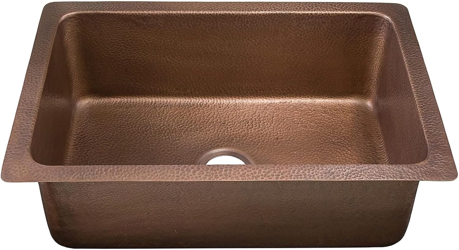 Thompson Traders - Villa Kitchen Undermount/Drop-In Single Bowl Copper Sink, 30 x 20 in, Hammered Antique Copper