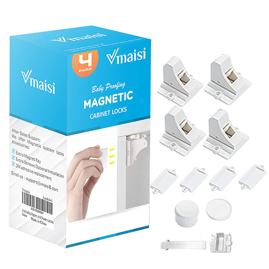 Child Safety Magnetic Cabinet Locks - vmaisi 8Pack Adhesive Baby Proofing Cabinets & Drawers Latches