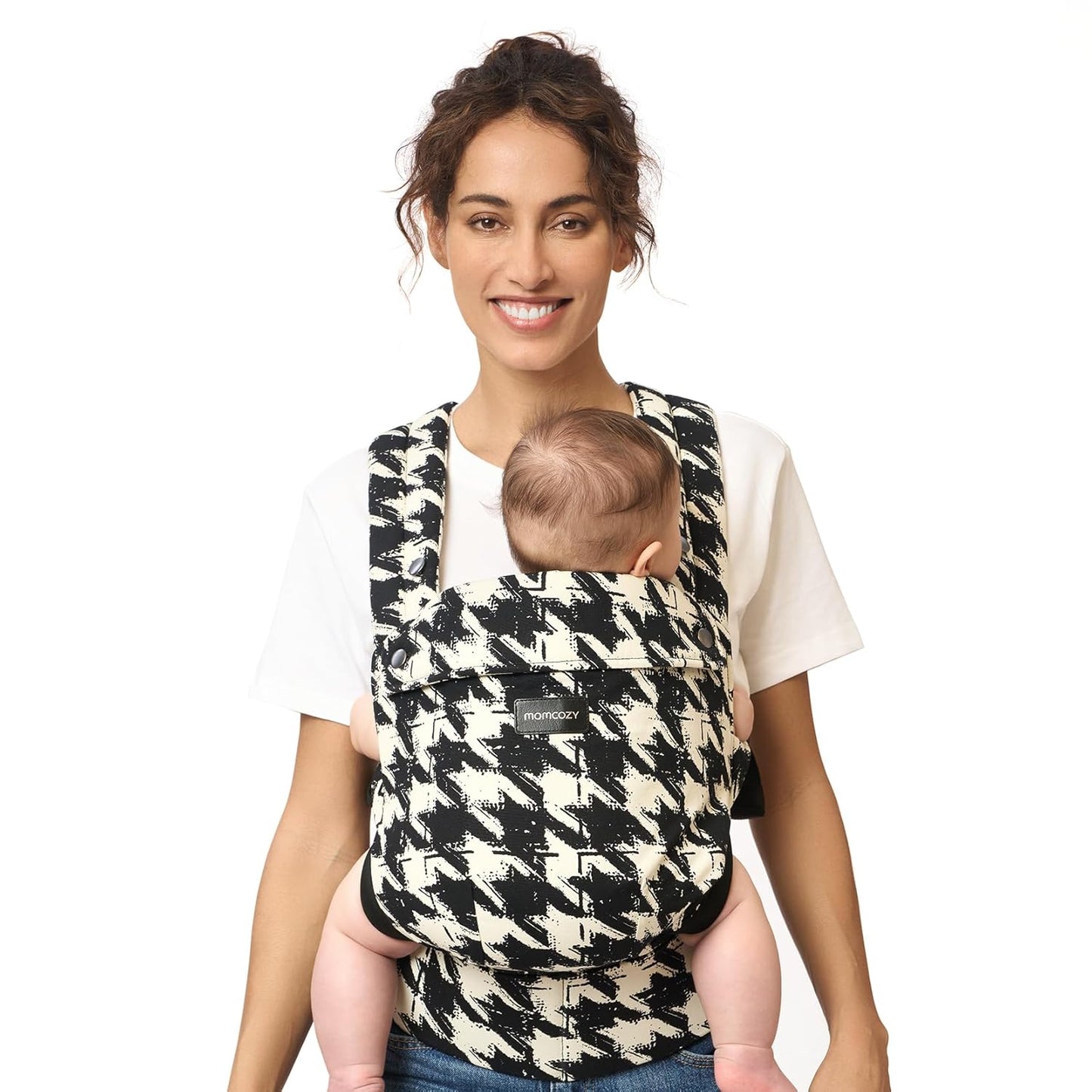 Momcozy Baby Carrier - Ergonomic, Cozy and Lightweight Carrier for 7-44lbs, Effortless to Put On, Ideal for Hands-Free Parenting, Enhanced Lumbar Support, Purehug for Infant to Toddler, Houndstooth