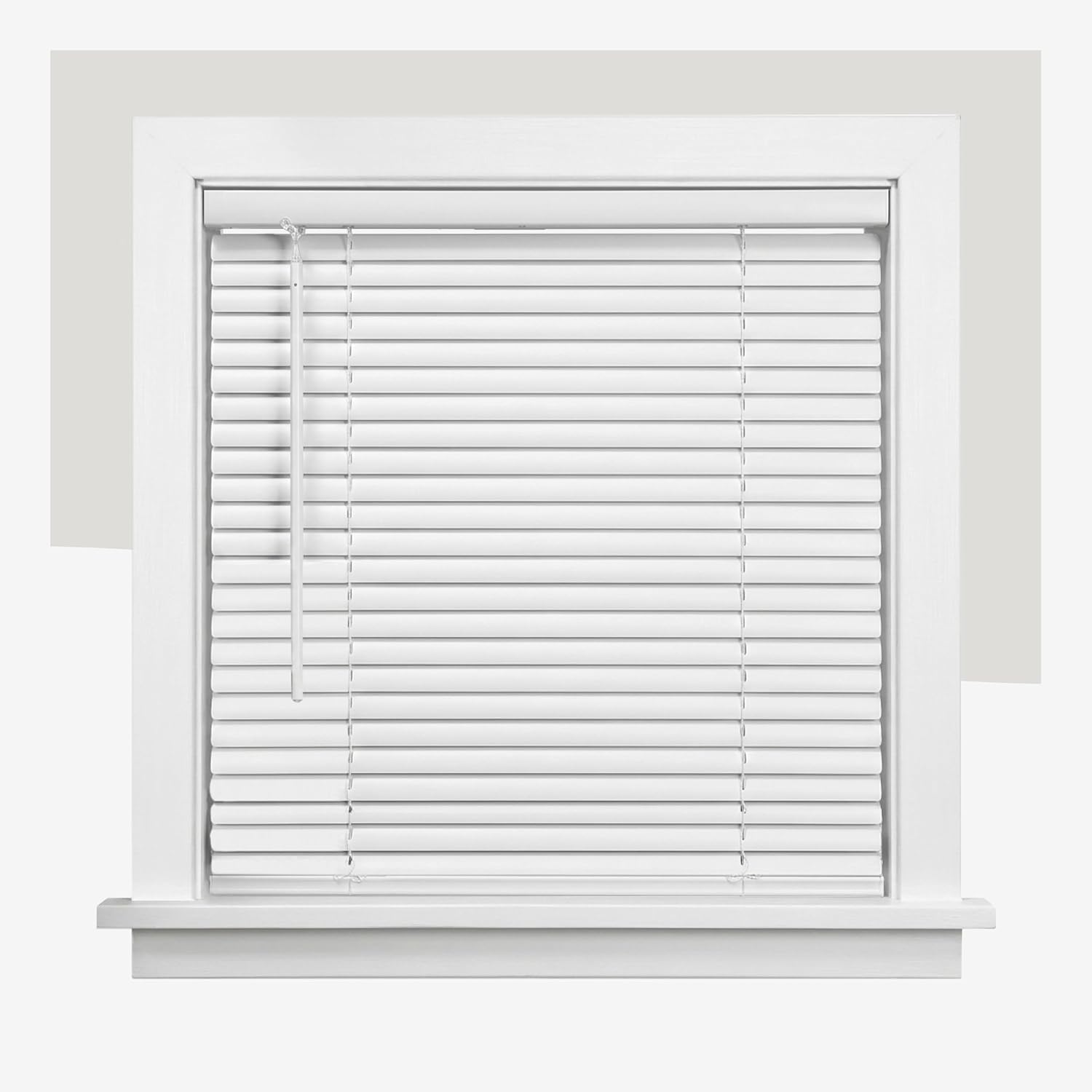 CHICOLOGY Cordless Mini Blinds for Indoor Windows, 42" W x 60" H, White Vinyl 1" Slats with Tilt Wand, Light Filtering to Room Darkening