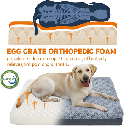 Supet Washable Orthopedic Dog Bed for Medium Large Dogs, Indestructible Memory Foam Dog Crate Beds Medium Large Sized Dog, Durable Waterproof Dog Kennel Bed for Pets