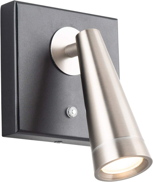 WAC Lighting dweLED, Arne 7in LED Adjustable Wall Light 3000K in Black with Brushed Nickel